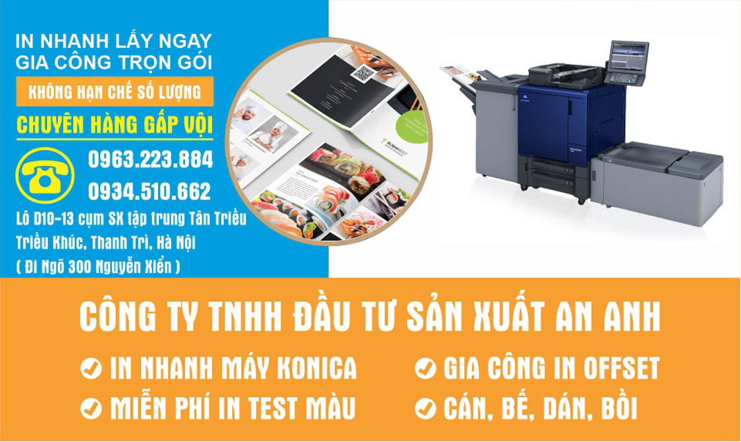 In ấn An Anh in nhanh lấy ngay gia công trọn gói giá rẻ tại Hà Nội