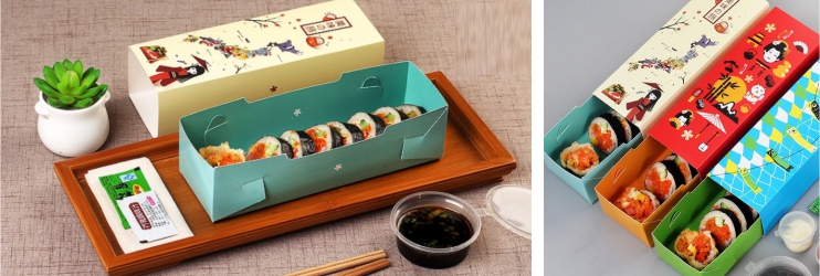 in hộp giấy đựng sushi