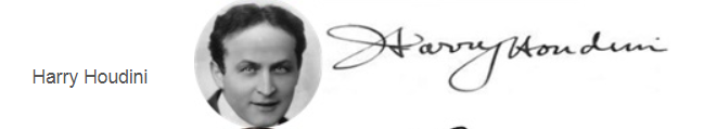 mẫu chữ ký của Harry Houdini