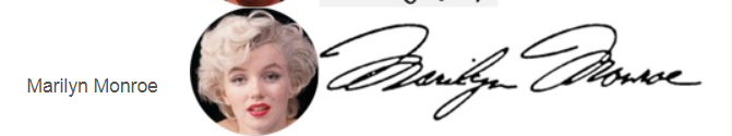 mẫu chữ ký của Marilyn Monroe