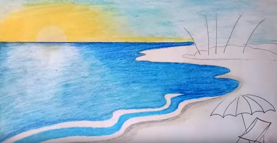 Hướng dẫn vẽ tranh phong cảnh biển đơn giản của học sinh  Pinky Shop