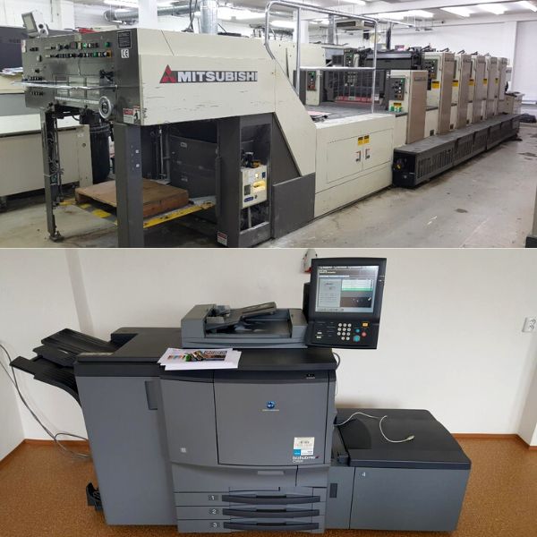 In decal giấy bằng máy in nhanh kỹ thuật số và in offset công nghiệp