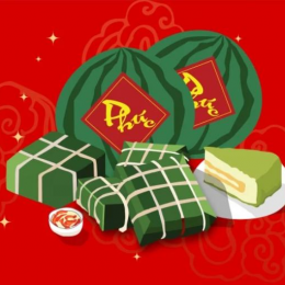 Vector Bánh Chưng, Dưa Hấu Đỏ, Cành Đào Ngày Tết Miễn Phí