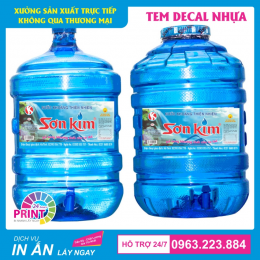 In nhãn dán chuyên nghiệp cho sản phẩm Nước uống đóng bình 20L và đóng chai tinh khiết