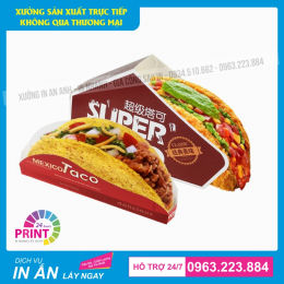 Ấn tượng với 10 mẫu hộp giấy đựng thức ăn như: bánh tacos, hot dog, cá viên, bò viên chiên...