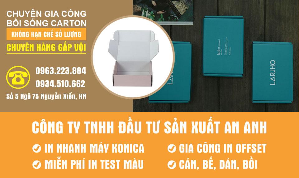 In ấn An Anh chuyên nhận in ấn và gia công bồi sóng carton số lượng ít