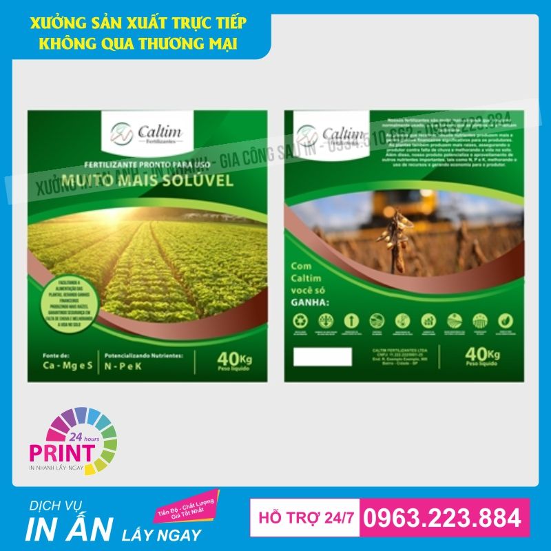 bao bì giấy đựng mẫu phân bón hữu cơ