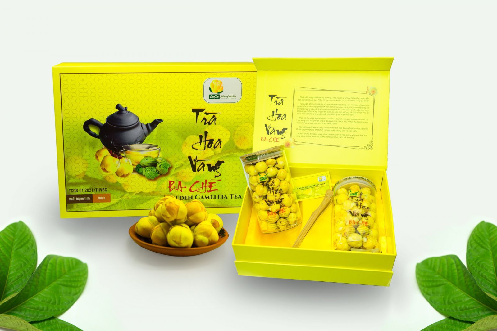 bao bì đựng trà hoa vàng