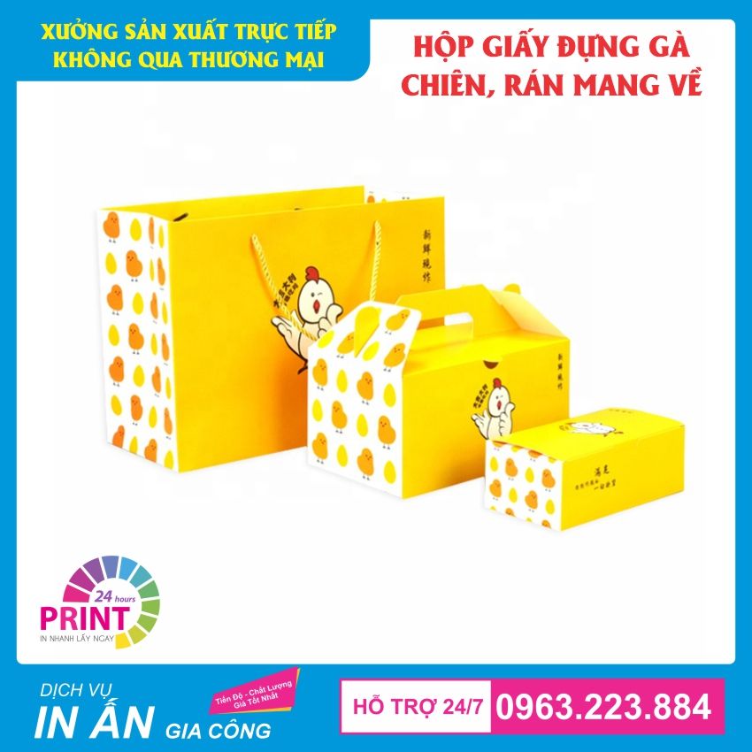 mẫu hộp giấy đựng gà rán cho các cửa hàng gà rán hàn quốc
