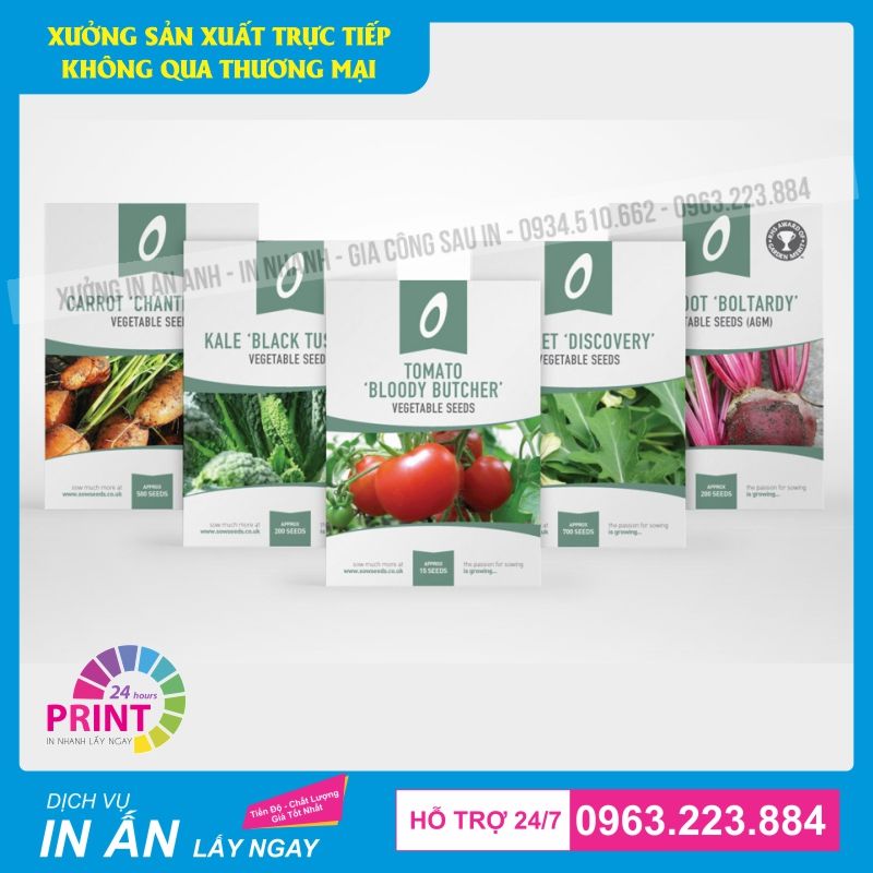 bao bì đựng hạt giống các loại rau củ quả