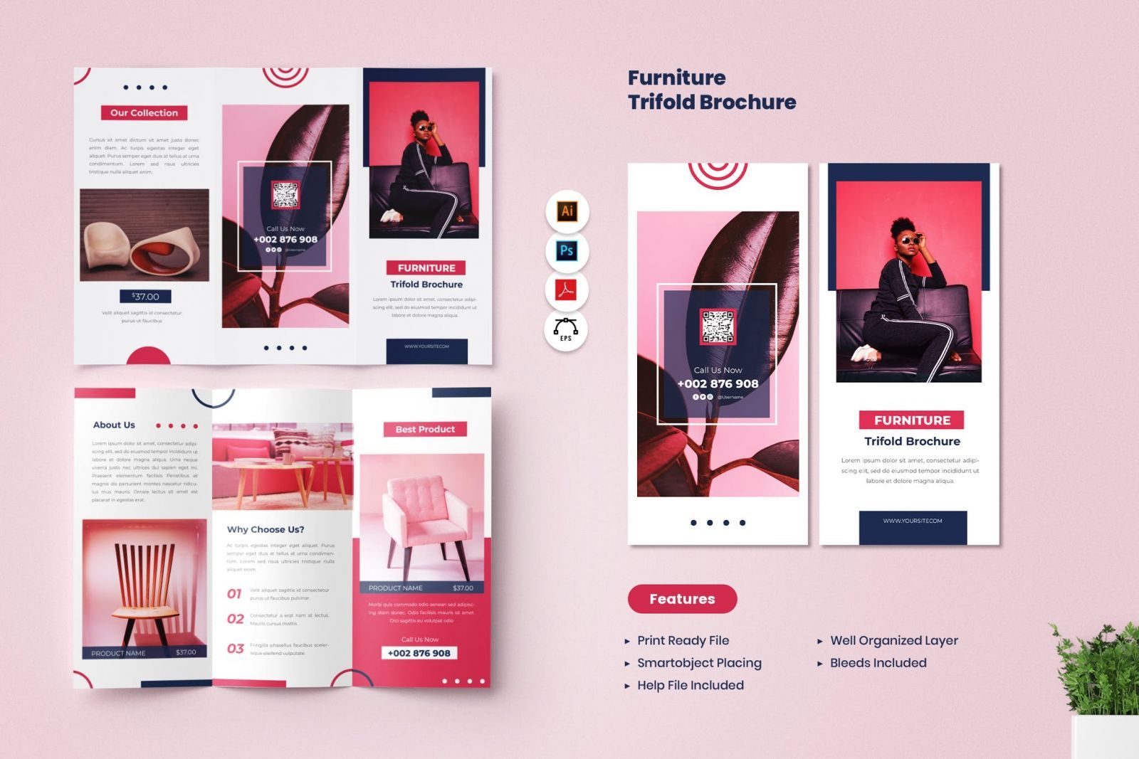 Mẫu brochure nội thất gấp ba