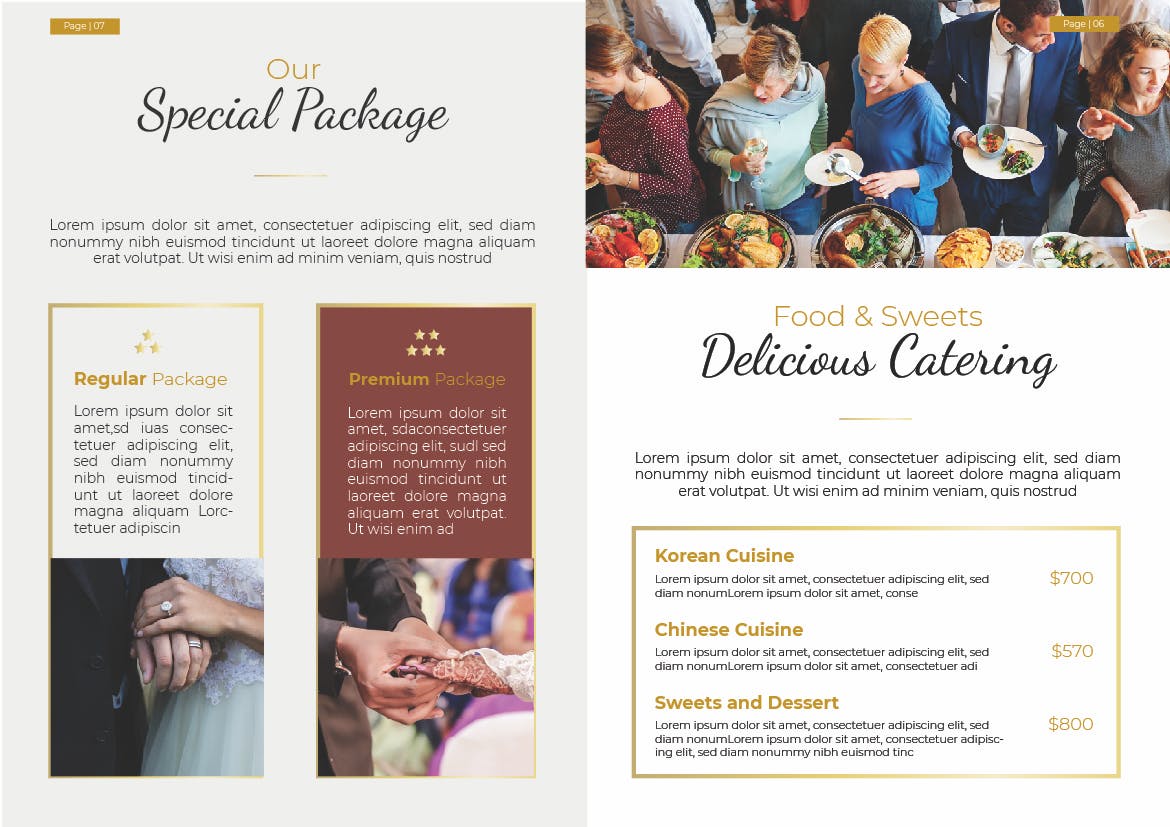 Các mẫu thiết kế Brochure dành cho doanh nghiệp cung cấp dịch vụ tiệc cưới