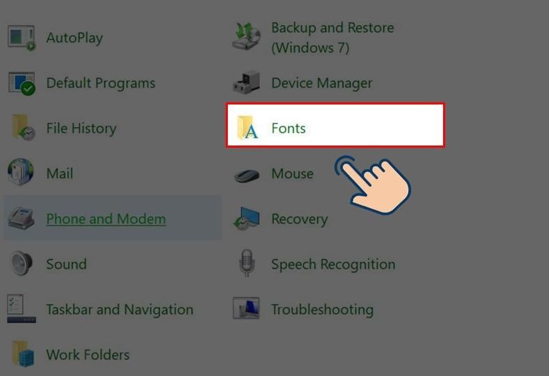Tại đây bạn hãy chọn vào Fonts. - Innhanmac