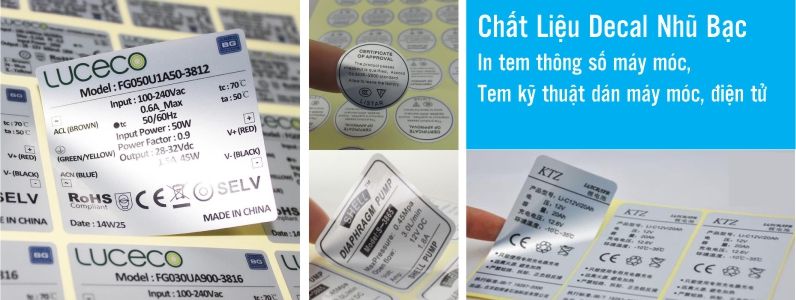 in tem nhãn bằng chất liệu decal xi bạc