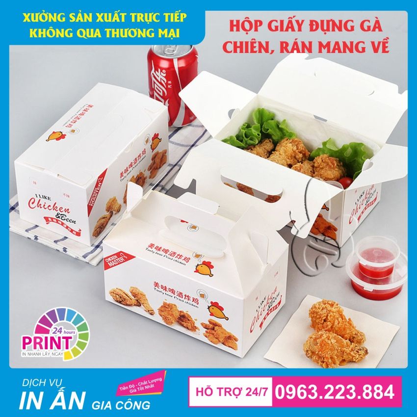 địa chỉ in túi giấy, hộp giấy đựng gà đẹp