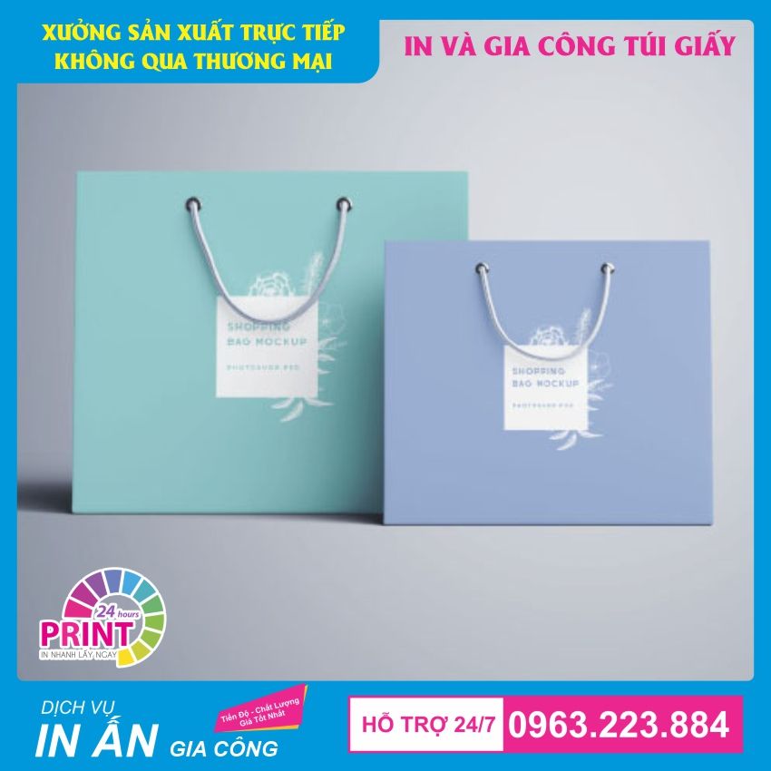 mẫu túi xách giấy quảng cáo thương hiệu bán quần áo