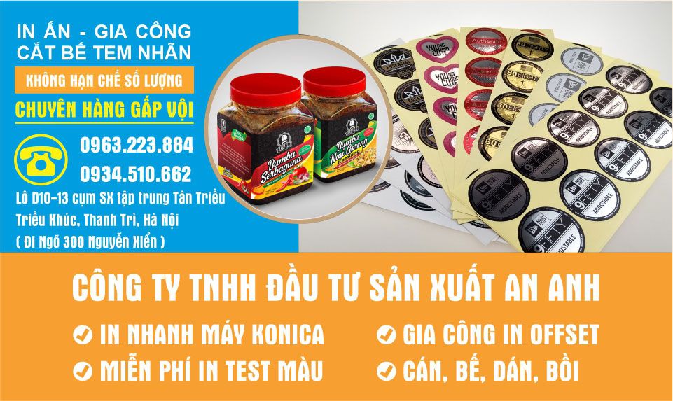 Dịch vụ in ấn gia công cắt bế tem nhãn trọn gói