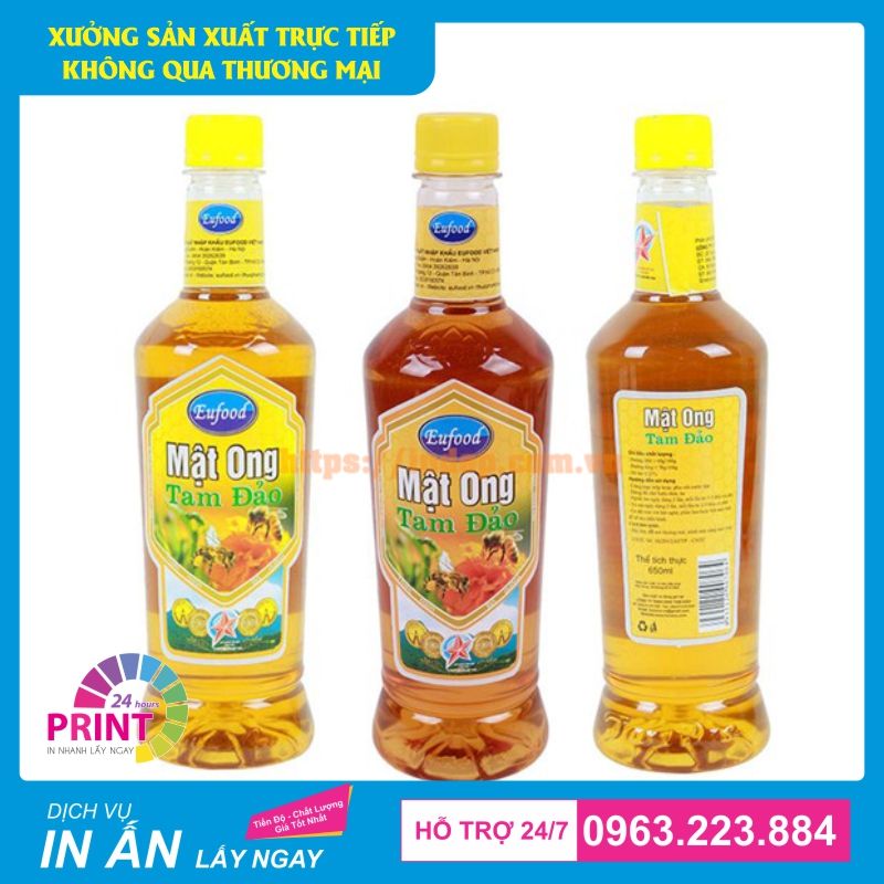tem nhãn dán chai mật ong