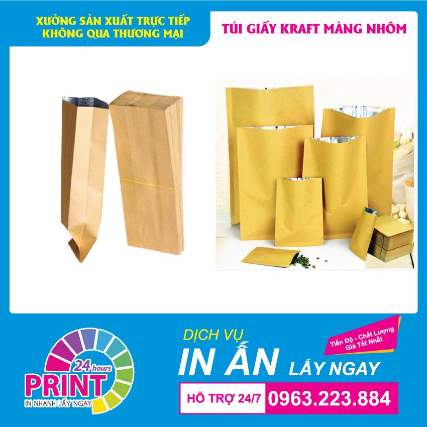 Kích thước in túi giấy Kraft ghép màng nhôm tại In An Anh