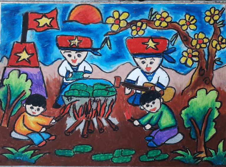 tranh đón tết cùng chú bộ đội