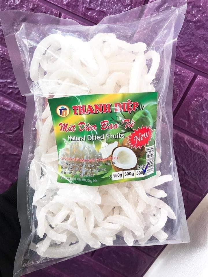 Hình ảnh mẫu tem decal dán túi mứt dừa sáng tạo