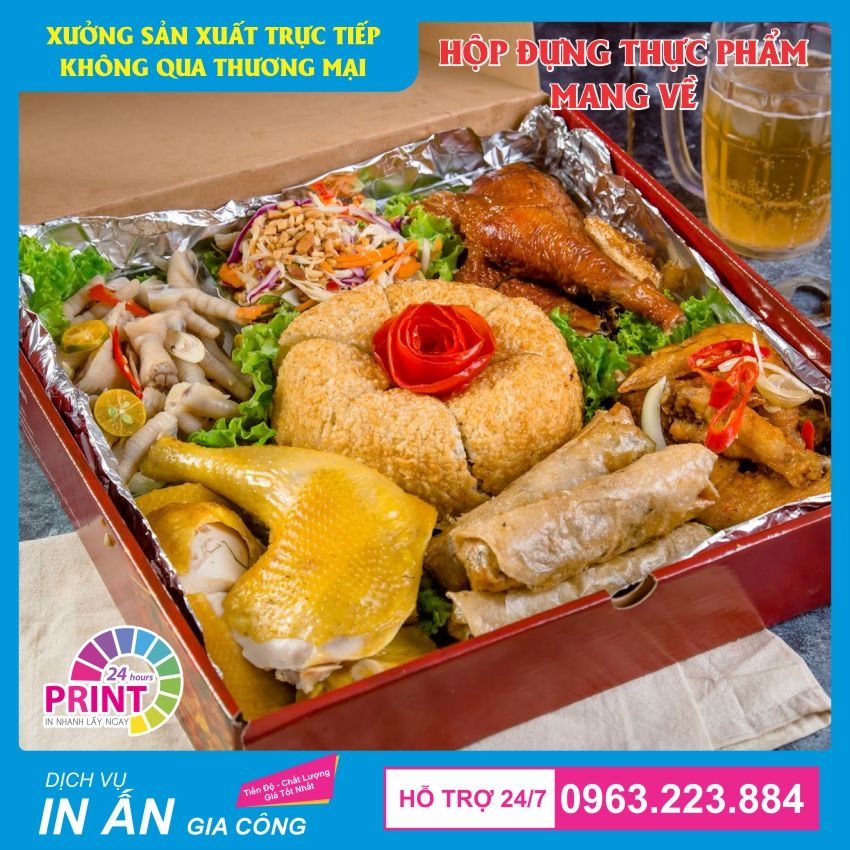 Khay giấy đựng combo gà, thức ăn mang về