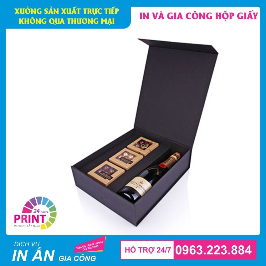 sản xuất hộp giấy đựng chai rượu cao cấp