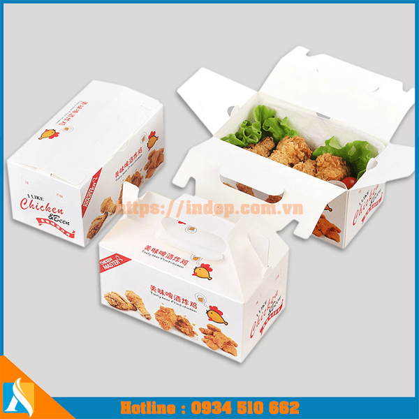 in ấn túi giấy đựng gà rán