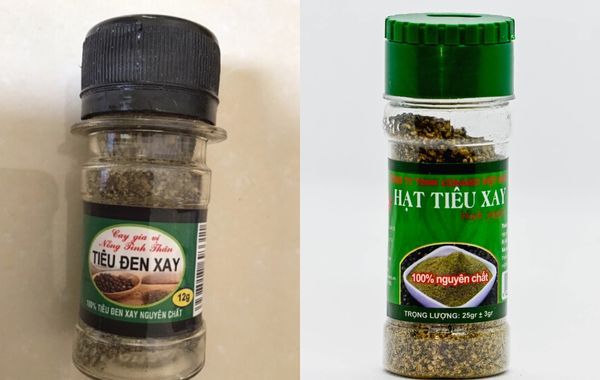 In decal giấy lọ hạt tiêu đen và xanh
