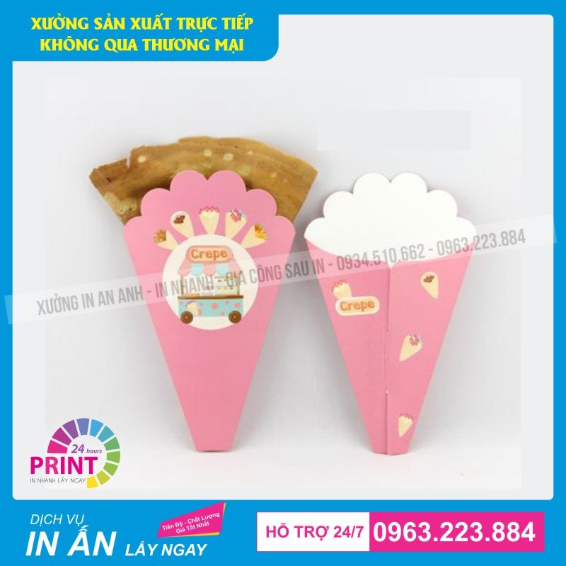 in hộp giấy đựng banh Crepe