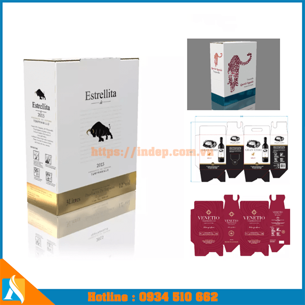 in hộp giấy đựng rượu vang