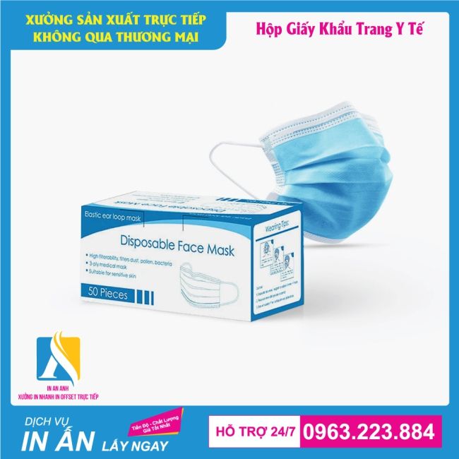 in hộp giấy đựng khẩu trang y tế