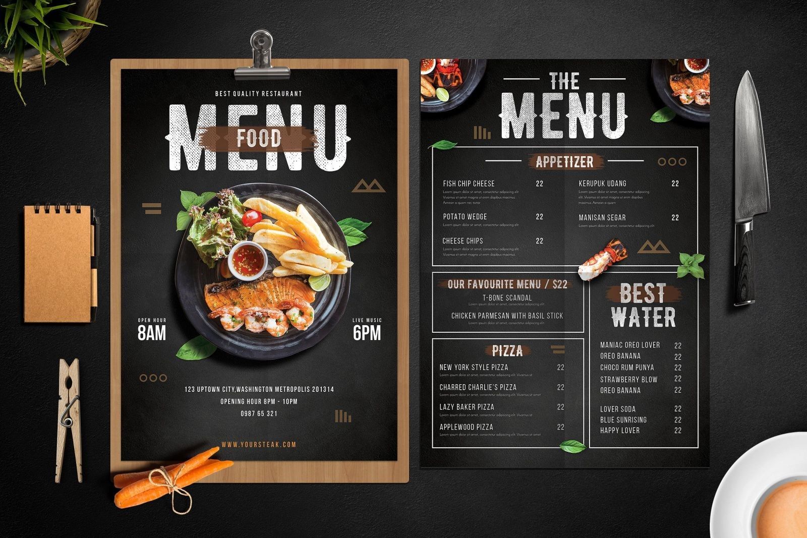 Thiết kế menu thực đơn nhà hàng sang trọng, chuyên nghiệp, thể hiện trọn vẹn tinh thần của món ngon