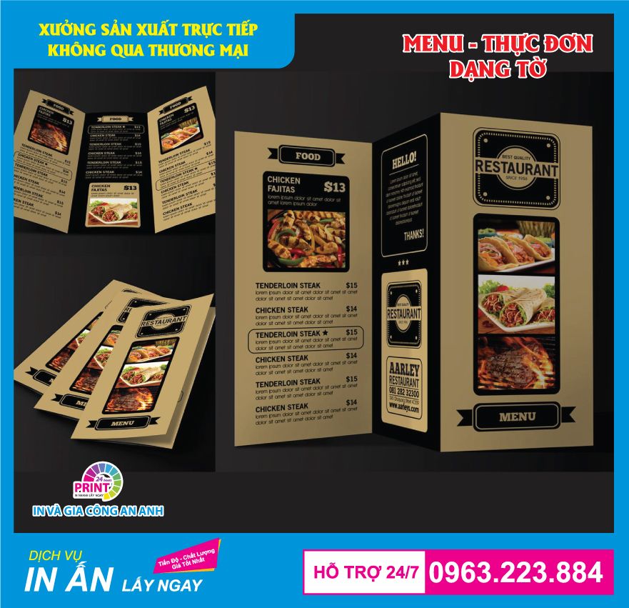 In menu đẹp tại In Nhãn Mác An Anh