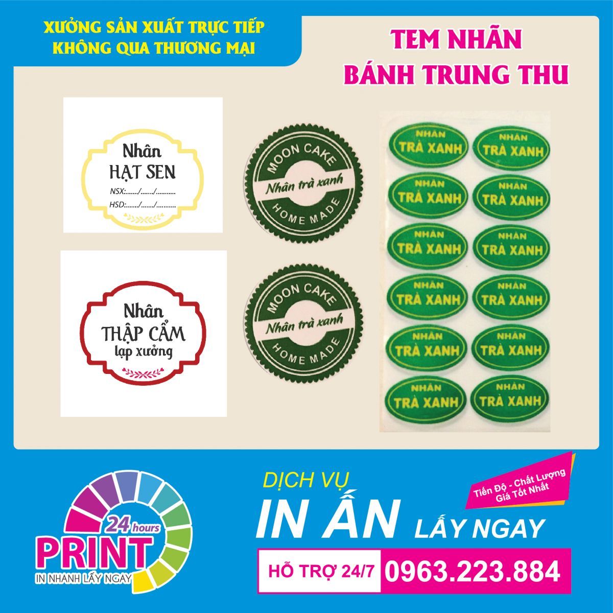 in tem nhãn dán bánh trung thu đại trà tại in An Anh