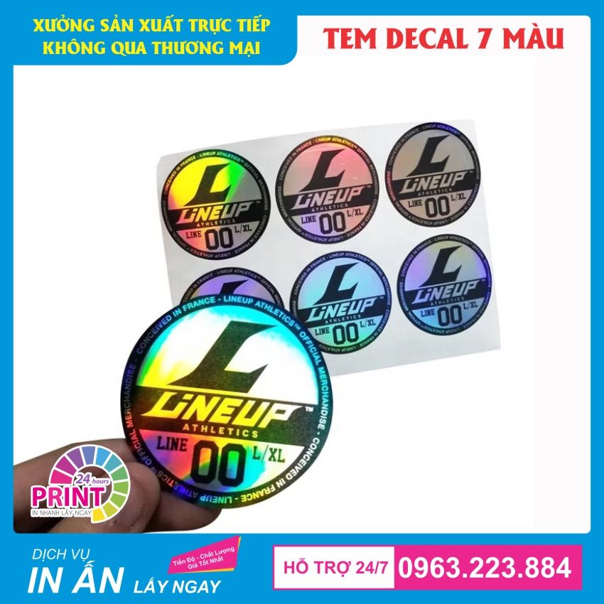tem logo in decal 7 màu