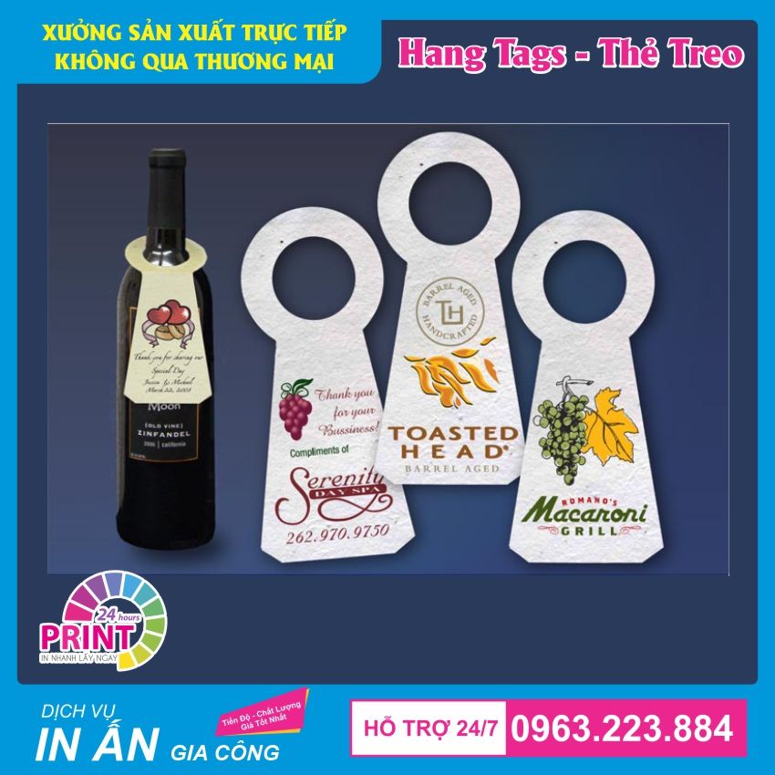 in thẻ treo cổ chai rượu