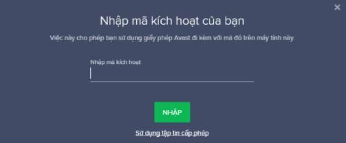 key Avast 2021: Bấm enter
