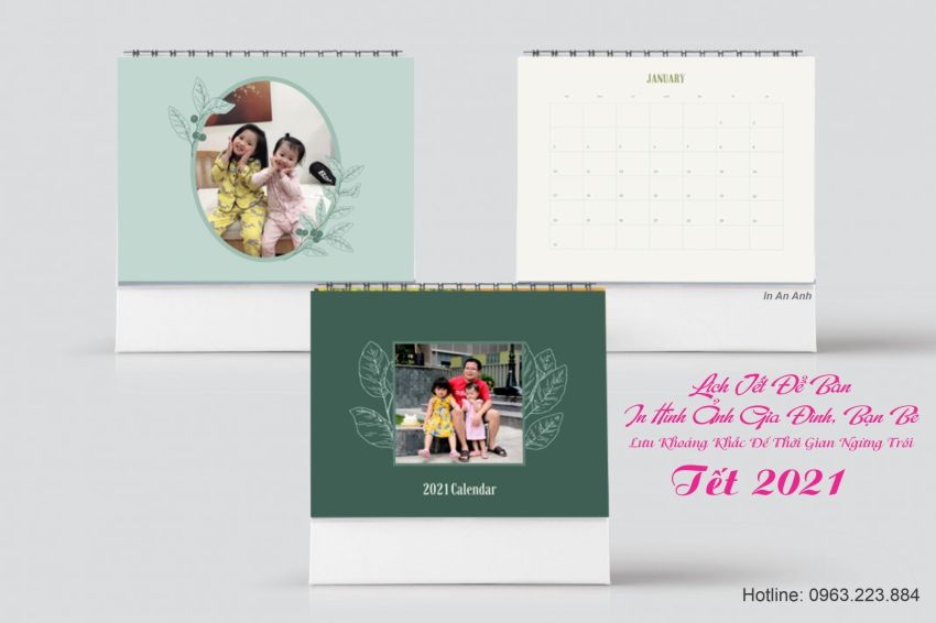 địa chỉ in lịch bàn chữ A có hình ảnh người thân