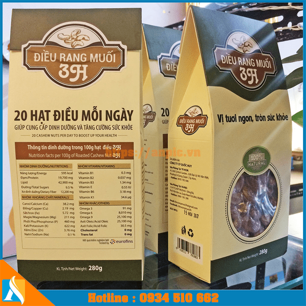 mẫu bao bì đựng hạt điều rang muối