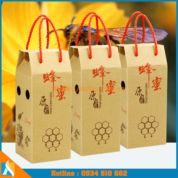 mẫu hộp bìa đựng chai mật ong giá rẻ