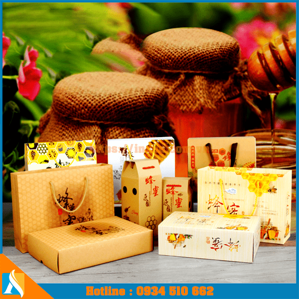 mẫu hộp giấy đẹp đựng chai mật ong