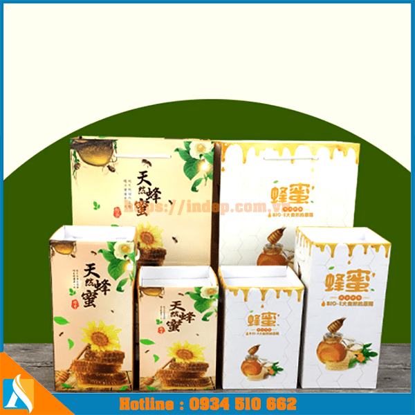mẫu hộp giấy đựng chai mật ong