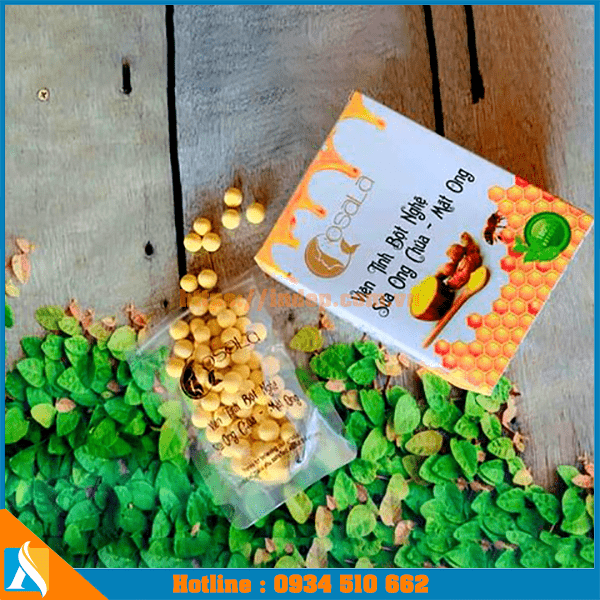 mẫu hộp giấy đựng tinh bột nghệ bắt mắt