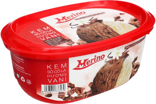 Tem nhãn decal dán hộp nhựa đựng kem Merino