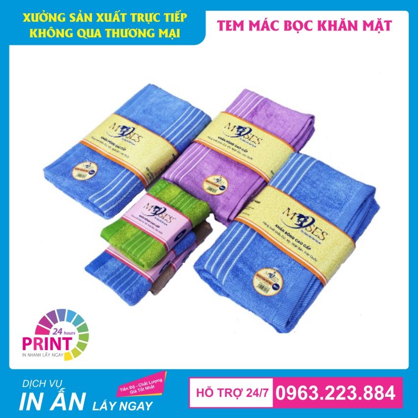 mẫu tem bọc khăn mặt