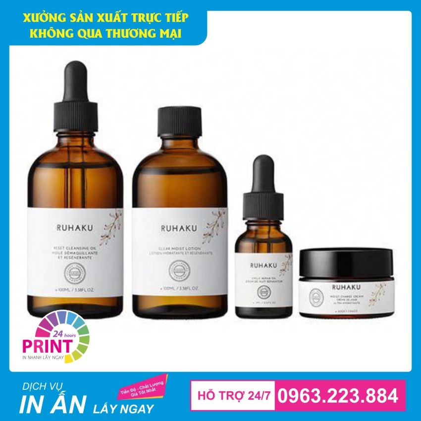 mẫu tem nhãn dán chai lọ mỹ phẩm