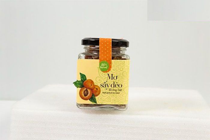 Mẫu  tem nhãn dán lọ mơ sấy dẻo tách hạt