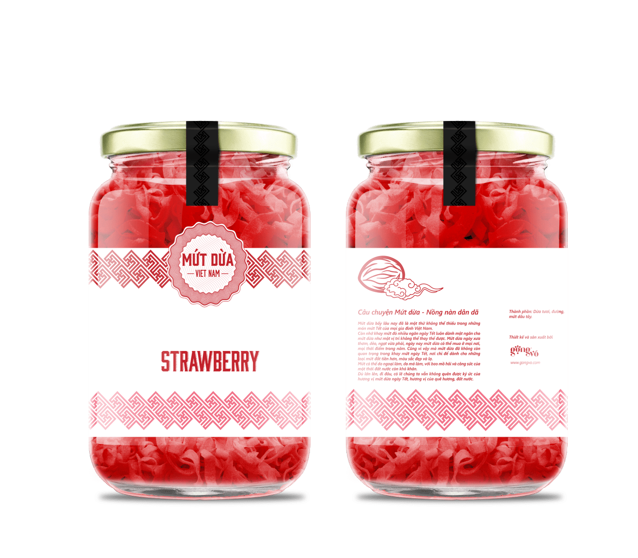 Mẫu tem nhãn dán lọ mứt dừa đẹp