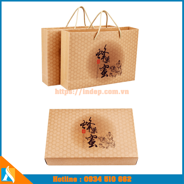 mẫu túi giấy cao cấp đựng chai mật ong